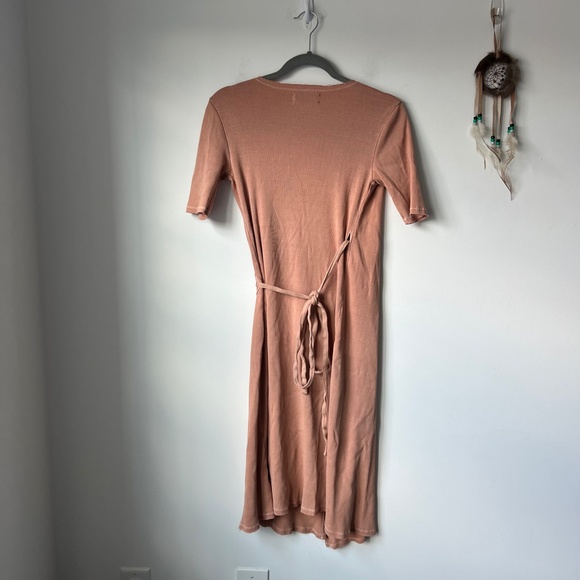 Hatch The Naomi Wrap Dress Clay Peach Maternity Short Sleeve Dress - Picture 5 of 8